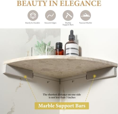 Koville 2Pcs Marble Corner Shower Caddies Shelves for Bathroom Counter - Image 3