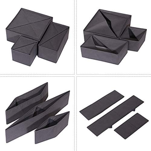 DIOMMELL 12 Pack Foldable Cloth Storage Box Closet Dresser Drawer Organizer Fabric Baskets Bins Containers Divider for Baby Clothes Underwear Bras Socks Lingerie Clothing,Dark Grey 444 - Image 3