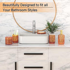Orange Glass Bathroom Accessories Set 5 Pcs, Orange Bathroom Set, Soap Dispenser and Toothbrush Holder Set, Qtip Holder Set, Vintage Bathroom Sink Set, Cute Bathroom Decor - Image 3