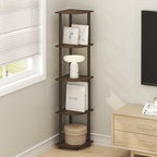 Furinno TURN-N-TUBE Corner Shelf Set of 2, 5-Tier Corner Bookshelf, Open Storage Shelves, for Organization and Storage, Living Room, Home Office, Garage, Walnut - Image 2