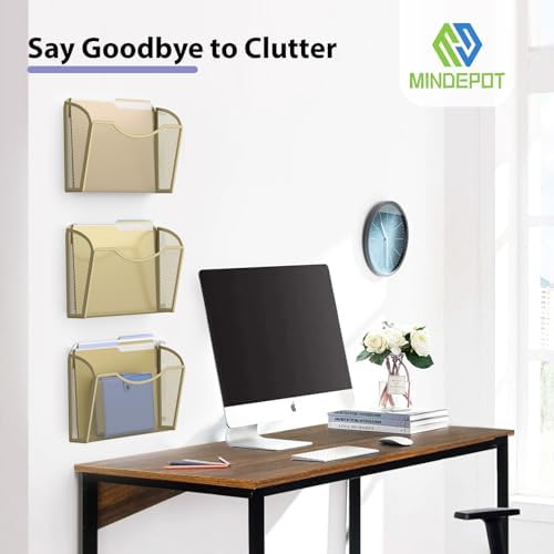 MINDEPOT Wall File Organizer, Hanging Wall File Holder, 6 Pack, Gold - Image 6