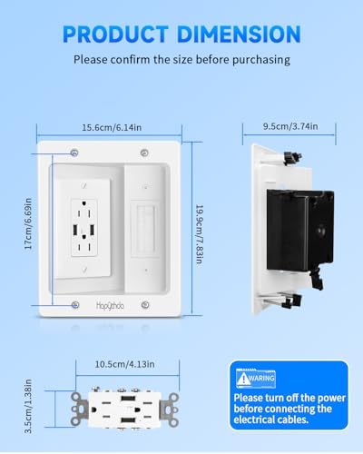in Wall Cable Management Kit for TV, Recessed Outlet with USB, TV Cable Hider Wall Kit, Wall Cable Management for Low Voltage, TV Cord Hider for Wall Mounted TV, White - Image 4
