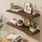 Fun Memories 40" W x 9.3" D Floating Shelves for Wall, Deep Long Floating Shelf for Home Bathroom, Bedroom, Living Room, Rustic Wood Wall Mounted Shelves for Books Decor, Walnut - Image 6