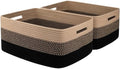 OIASKET Large Storage Basket for Organizing, Woven Rope Basket for Shelves, Closet Organizer Bins for Clothes, Blanket, Toys, Baby Nursery Storage, 17.7" x 13" x 7.87", 2 Packs Black & Brown by OIASKET
