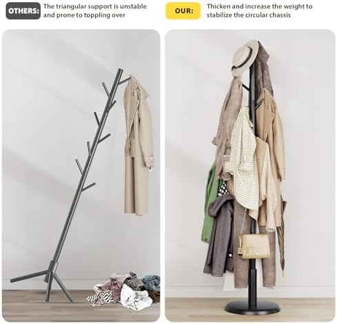 Taitiy Solid Wooden Coat Rack Stand Freestanding Hall Tree with 10 Hooks - Image 3
