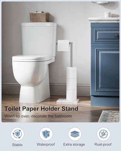 Freestanding Toilet Paper Holder Stand Brushed Nickel Tissue Roll Holder - Image 2