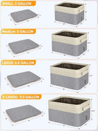 BALEINE 3 Pack Fabric Closet Storage Bins for Shelves, Linen Closet Organizers and Storage, Decorative Baskets for Organizing, Shelf, Clothes, Home, Office (Grey, 17''x13''x10.5'') - Image 2