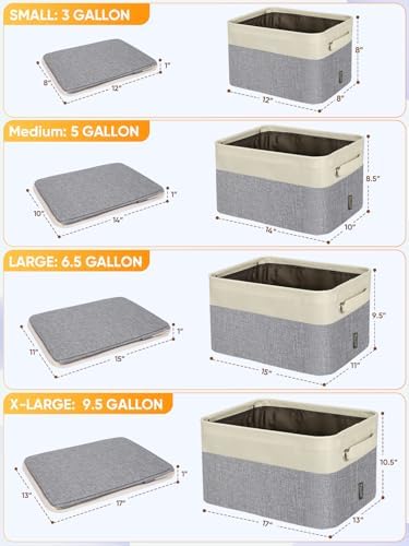 BALEINE 3 Pack Fabric Closet Storage Bins for Shelves, Linen Closet Organizers and Storage, Decorative Baskets for Organizing, Shelf, Clothes, Home, Office (Grey, 17''x13''x10.5'') - Image 2