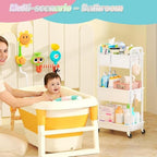SUNALLY Baby Diaper Caddy Cart,3 Tier Rolling Diaper Cart for Nursery,White - Image 7