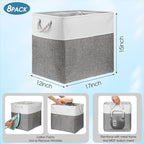 meekoo 8 Pack Fabric Storage Bins Baskets, 17 x 12 x 15 in, Gray White - Image 3