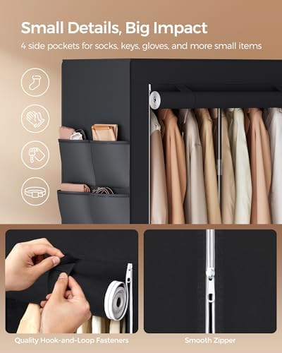 SONGMICS Portable Closet with Cover, 4 Hanging Rods and Shelves - Image 6