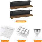 Magnetic Spice Rack Organizer with 12 Jars, 216 Labels, 1 Steel Funnel for Refrigerator，Microwave Oven - Full Set of Seasoning Organizer, Kitchen Gadgets - Image 2