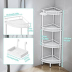 HapiRm Standing Corner Shower Caddy - 4 Tier Large Capacity, White - Image 5