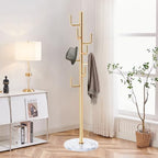 ZOZOE Metal Modern Coat Racks, Cactus Coat Rack Freestanding with Natural Marble Base, Golden Coat Rack Stand with 8 Hooks, Coat Tree Hanger Stand for Bags, Hats, Entryway, Office - Image 6