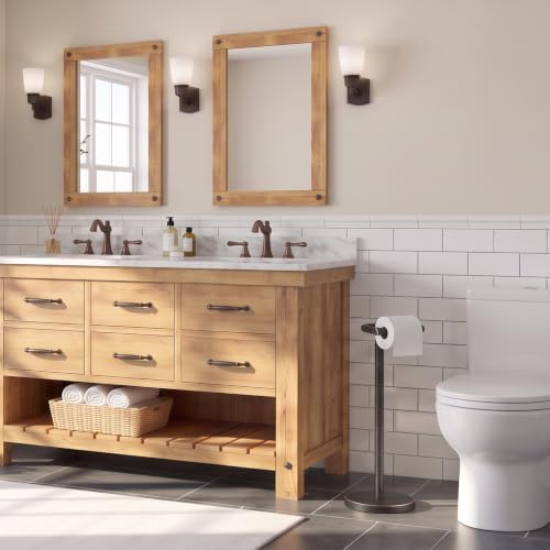 BESy Toilet Paper Holder Stand Bathroom Tissue Free Standing Bronze - Image 2