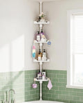 360°Rotating Corner Shower Caddy Organizer Tension Pole,White by HXBIGJIN