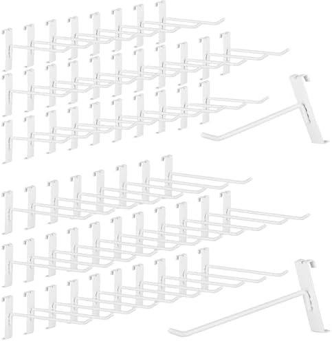 60 Pack Grid Wall Display Hooks, Metal Gridwall Accessories for Retail Stores, Trade Shows, Art and Craft Displays (White, 4/6 Inch) by Unknown