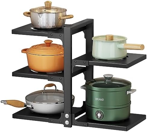Pots and Pans Organizer for Cabinet, Heavy Duty Pot Pan Rack under Sink Organizers and Storage，Kitchen Cabinet Organizer with 5 Adjustable Tiers by YANYYGu