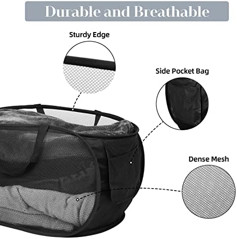 6 Pcs Durable Collapsible Laundry Baskets, Foldable Laundry Basket Large Opening, Pop Up Laundry Hamper with Pocket, Clothes Hamper with Handles for Laundry, Bathroom, Kids Room, Dorm or Trave - Image 4