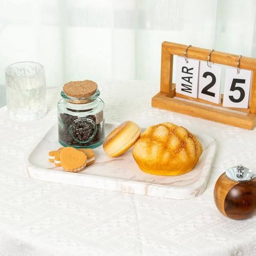 Karibiber Marble Vanity Tray, Marble Bathroom Tray Countertop, Decorative Trays for Dresser Organizer, White Stone Storage Serving Trays for Kitchen, Perfume, Jewelry Cathall Holder, Unique Veining - Image 6