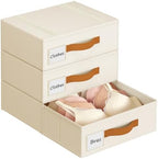 DIMJ Underwear Drawer Organizer, Stackable Bra Organizer for Closet, 3 Pack, Beige by DiMJ