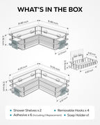 Nieifi Corner Shower Shelves, Adhesive Shower Caddy, Bathroom Organization - Image 6