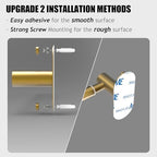 Towel Bar, Adhesive or Drill Wall Mount, Brushed Gold, 2 Pack - Image 5
