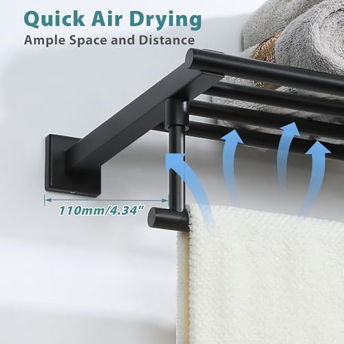Alise 32 Inch Towel Racks for Bathroom Wall Mounted,Matte Black - Image 6
