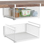 Under Shelf Storage Basket, Hanging Wire Basket, 2 Pack, White by SHINEWON