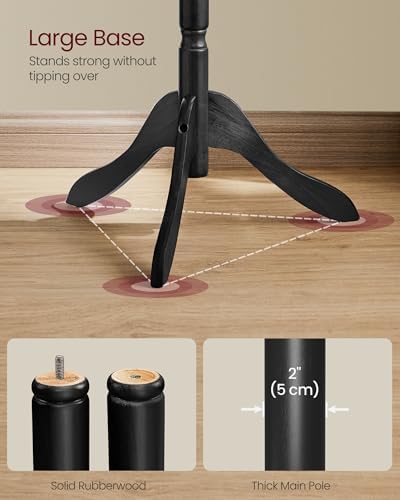 VASAGLE Freestanding Coat Rack, Rubber Wood Coat Tree with 10 Hooks - Image 4