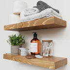 Natural Wood Floating Shelves for Wall 20 Inch Oak, Wooden Bathroom Shelf by BAOBABWORKSHOP