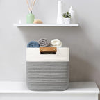 danpinera 3 Pack 11"x11" Woven Basket for Organizing, Square Storage Baskets for Pillows, Towels, Toy, Clothes, Magazines, Decorative Storage Cubes for Bedroom, Living Room, Classroom, Grey - Image 4