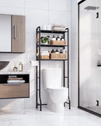 Kitsure Over Toilet Storage Rack, 63.2" H Space-Saving, Holder & Hooks - Image 3