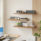 RALGEND Floating Shelves for Wall, 39.4" Long Wall Shelf Set of 3 with Invisible Bracket, 1.5" Thick Hanging Shelves Farmhouse Home Decor for Bathroom, Living Room, Bedroom Rustic Brown 10301BJP3BF - Image 6