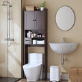 Over the Toilet Storage Cabinet, Tall Slim Bathroom Organizer with Doors, Adjustable Shelves & Built-in Toilet Paper Holder, Space-Saving Above Toilet Cabinet for Small Bathrooms (Espresso) by Nivisre