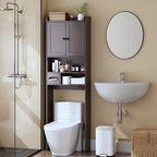Over the Toilet Storage Cabinet, Tall Slim Bathroom Organizer with Doors, Adjustable Shelves & Built-in Toilet Paper Holder, Space-Saving Above Toilet Cabinet for Small Bathrooms (Espresso) by Nivisre