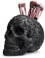 Skull Makeup Brush Holder, Pen Holder, Vanity, Desk, Office Organizer, Stationary, Decor Planter, Candy Bowl, Goth Decorations, Extra Large, Skulls Gothic Skull & Bones Organizer Bathroom by Gute