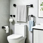 VELIMAX Mattle Black Towel Bar, SUS304 Stainless Steel Bathroom Hardware Set, Towel Racks for Bathroom Wall Mounted 16-Inches - Image 2