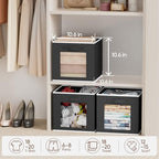Homsorout Cube Storage Bins - Fabric Shelves for Closet Organization, Foldable Storage Bins for Clothes, Decorative Storage Baskets with Window for Home, Set of 6, Black - Image 4