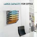 SUPEASY 5 Tier Wall File Organizer, Hanging Wall Mounted Mail Organizer with Label Slots, Metal Mesh File Holder Magazine Rack for Office, Home, School or Classroom, Black, 2Pack - Image 5