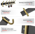 Coat Rack Wall Mount – Black and Gold Hook Rail with 6 Double Coat Hooks, 17 Inch Stainless Steel Wall Hooks for Entryway, Bathroom, Bedroom, Closet, Towel, Hat, Bag, Heavy Duty Organizer - 2 Pack - Image 3