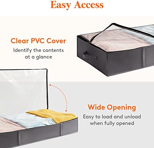 Lifewit Under Bed Storage Containers 4 Pack, Large Capacity Blanket Storage Bags with Reinforced Handle, Organization and Storage for Clothes, Sheets, Towels, Bedroom, Closet, College Dorm, Grey - Image 5
