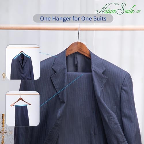 Nature Smile Luxury Wooden Suit Hangers 6 Pack Wood Coat Hangers Jacket Outerwear Shirt Hangers,with Extra-Wide Shoulder, 360 Degree Swivel Hooks & Anti-Slip Bar with Screw(Retro Color) - Image 7
