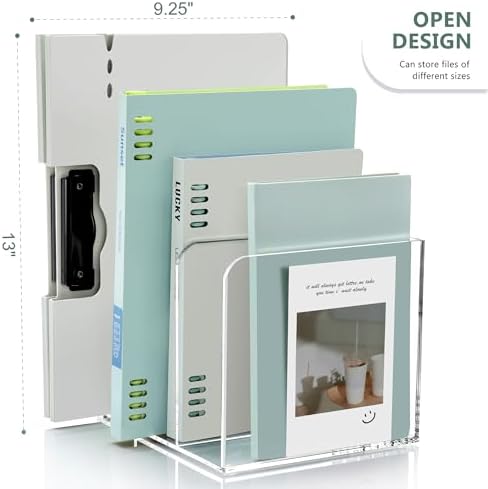 SANRUI Acrylic Magazine Holder Desk Organizer Workspace Sorter Clear 3 Slot - Image 3