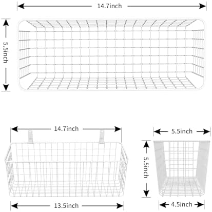 Joben Oligey 3 Set [Extra Large] Hanging Wall Wire Baskets, Farmhouse Food Storage Kitchen Pantry Laundry Closet Garage RV, White - Image 3