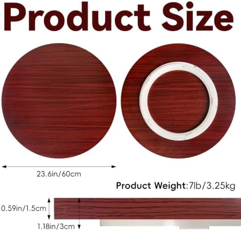 23.6 Inch Wood Lazy Susan for Tabletop, Large Lazy Susan (Walnut Color) - Image 2