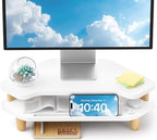 AFOOYO Monitor Stand Riser,2 Tier Corner Wood Sturdy 16.5In Computer Stand, Multi-Purpose Desktop Storage Stand for Laptop,PC,iMac,Printer,Computer,White by AFOOYO