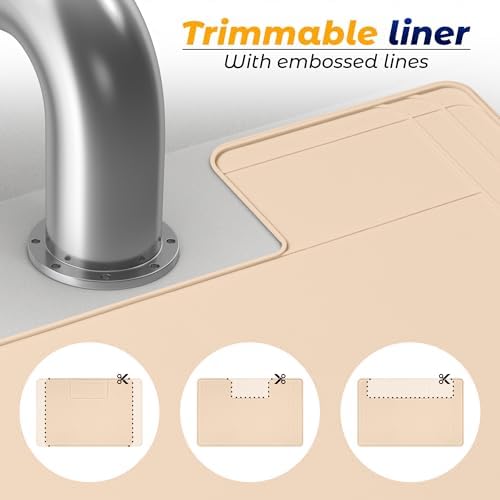 The Original Under Sink Mat - Silicone Waterproof mat, Trimmable, Easy to Clean, Kitchen cabinet liner, Under sink protector mats, Drip Tray with Lip - 34" x 22" or smaller - Beige - Image 6