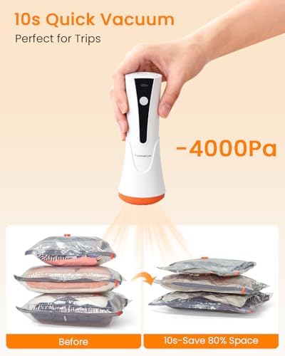 Vacuum Seal Bags for Clothing Travel with Rechargeable Cordless Pump, 15 Pack Compression Space Saver Bags for Packing, Luggage and Seasonal Storage - Image 3