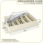 Sorbus Flatware Storage with Clear Lid & Adjustable Divider (Beige) - Image 2
